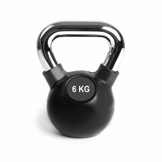 Kettlebell Krafttraining Gusseisen gummiert verchromter Griff 4 kg