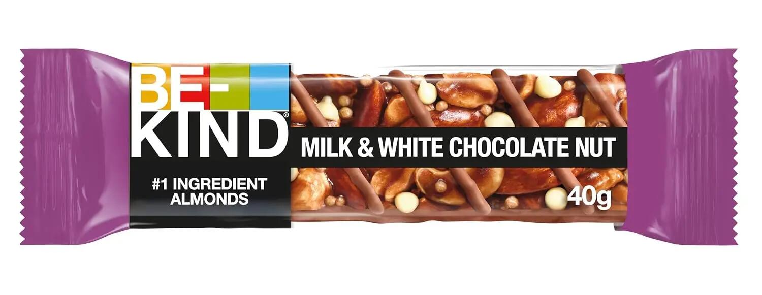 BE-KIND MilkWhite Choc Nut 12x40g Nussriegel für unterwegs & Training 4/5