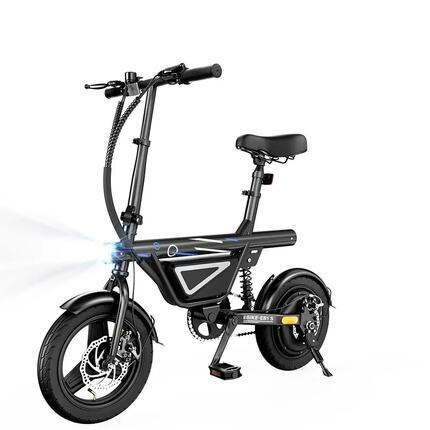 Volwassen elektrische fiets EB1S, banden 14" × 2,125", accu 36V 12Ah.