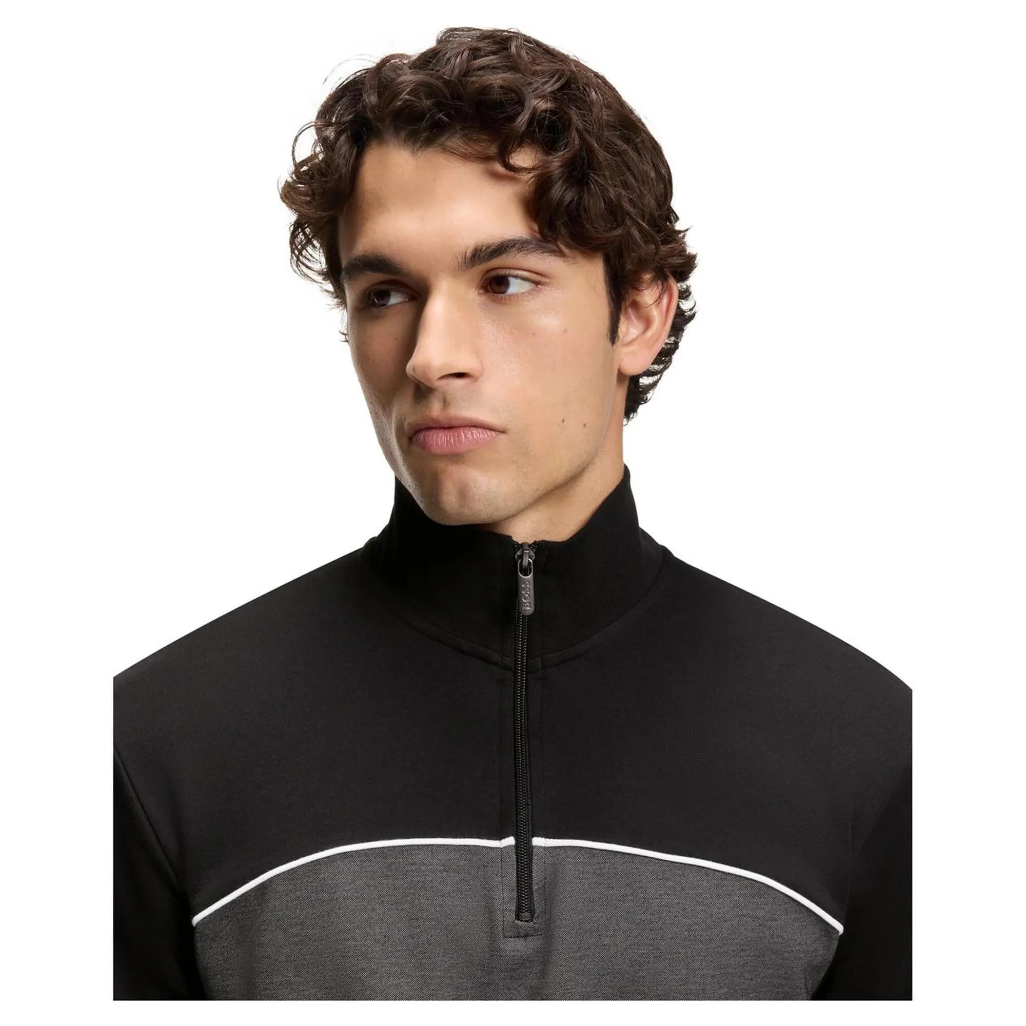 Mens Quarter Zip Sweatshirt (Black) 4/5