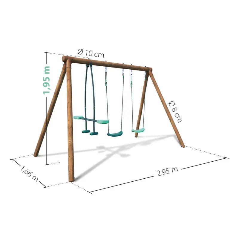 Portique en bois rond 3 agrès avec face à face PACCO 4/5