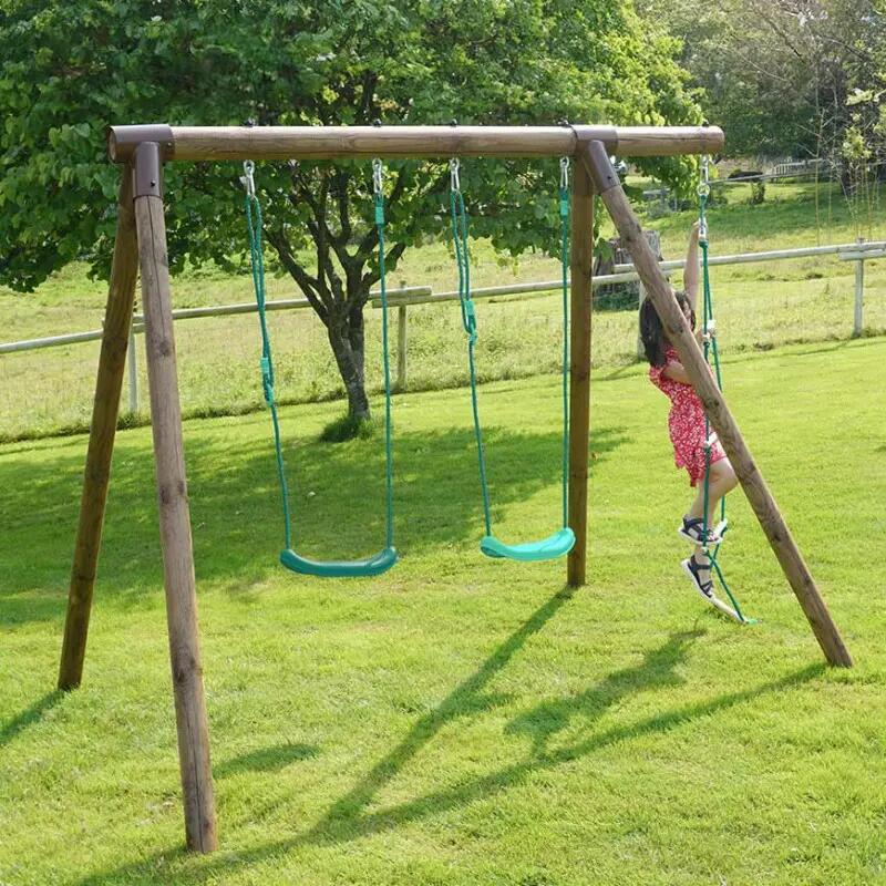 Portique en bois rond 3 agrès avec échelle TONKA 3/5