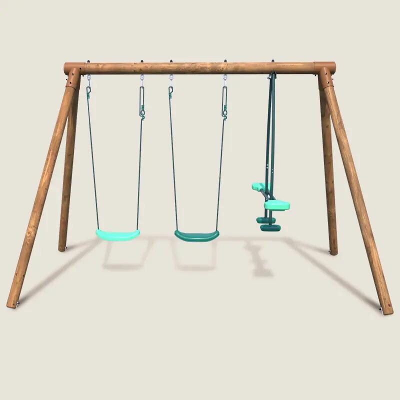 Portique en bois rond 3 agrès avec face à face PACCO 2/5