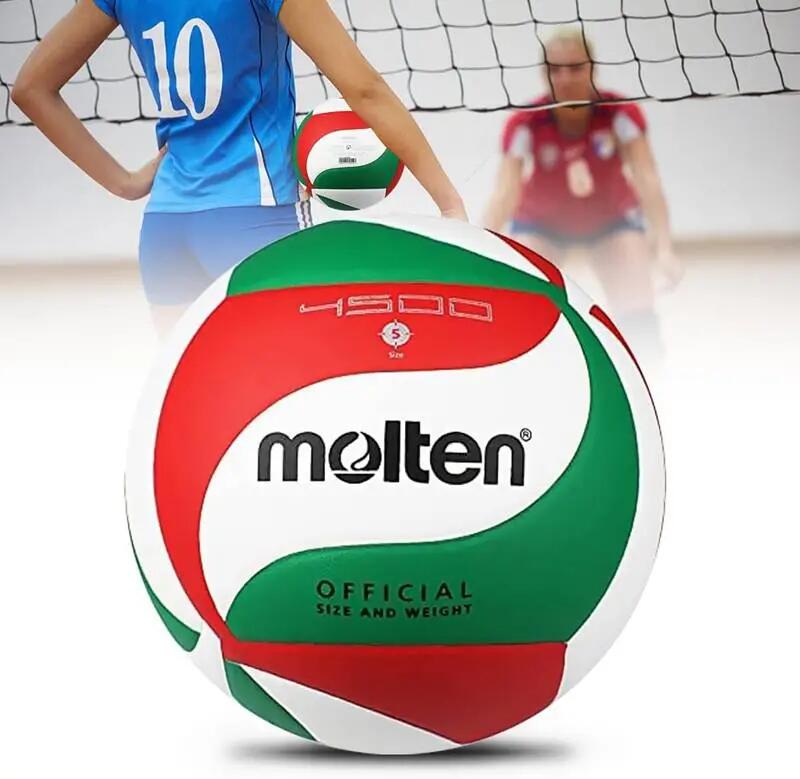 Synthetic Leather Volleyball (White/Red/Green) 5 14/15