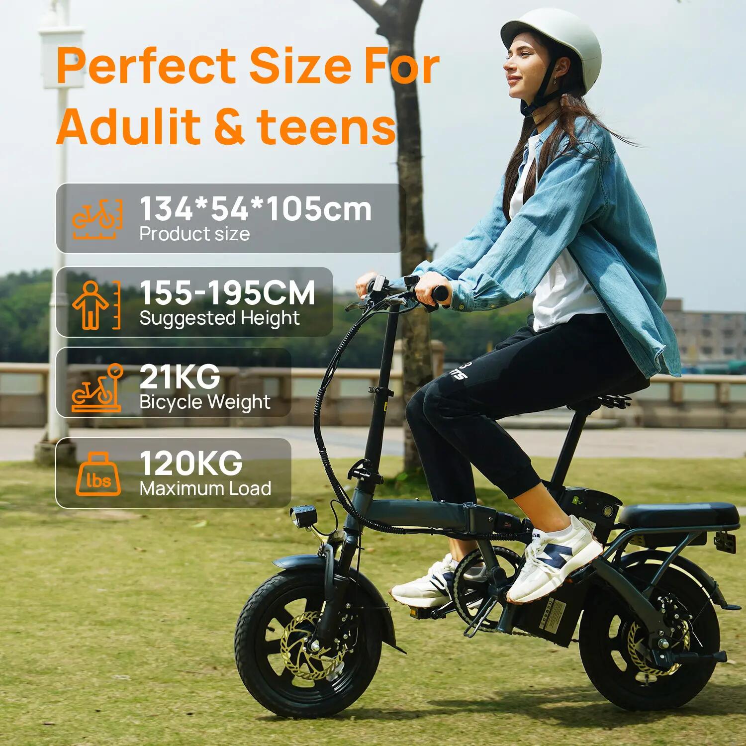 Bicicleta plegable URLIFE F1L eléctrica con acumulador 48V 7,5 Ah para trayectos 13/13