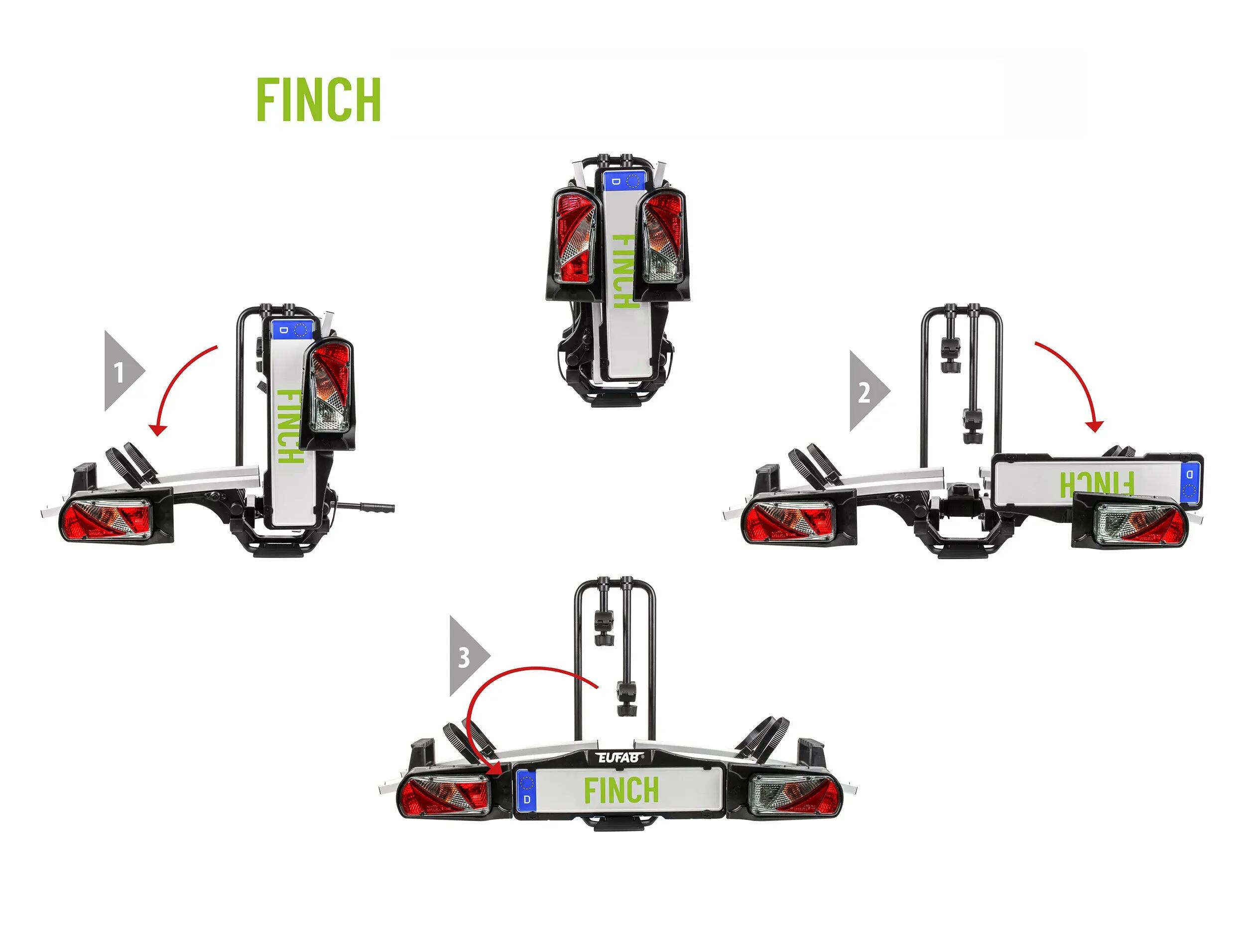 FINCH Suporte dobrável e inclinável - 2 bicicletas para engate de reboque. 8/10