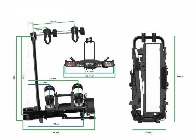 PORTE-VÉLOS 2 VÉLOS PLIABLE ET BASCULANT PREMIUM II - EUFAB 11/12