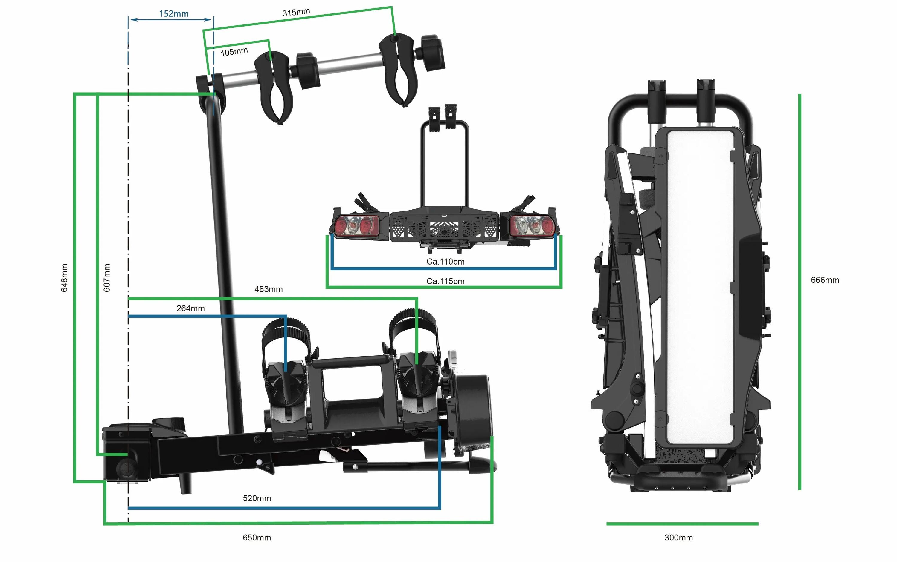 PORTE-VÉLOS 2 VÉLOS PREMIUM II PLUS SPÉCIAL GRAND HAYON - EUFAB 10/13