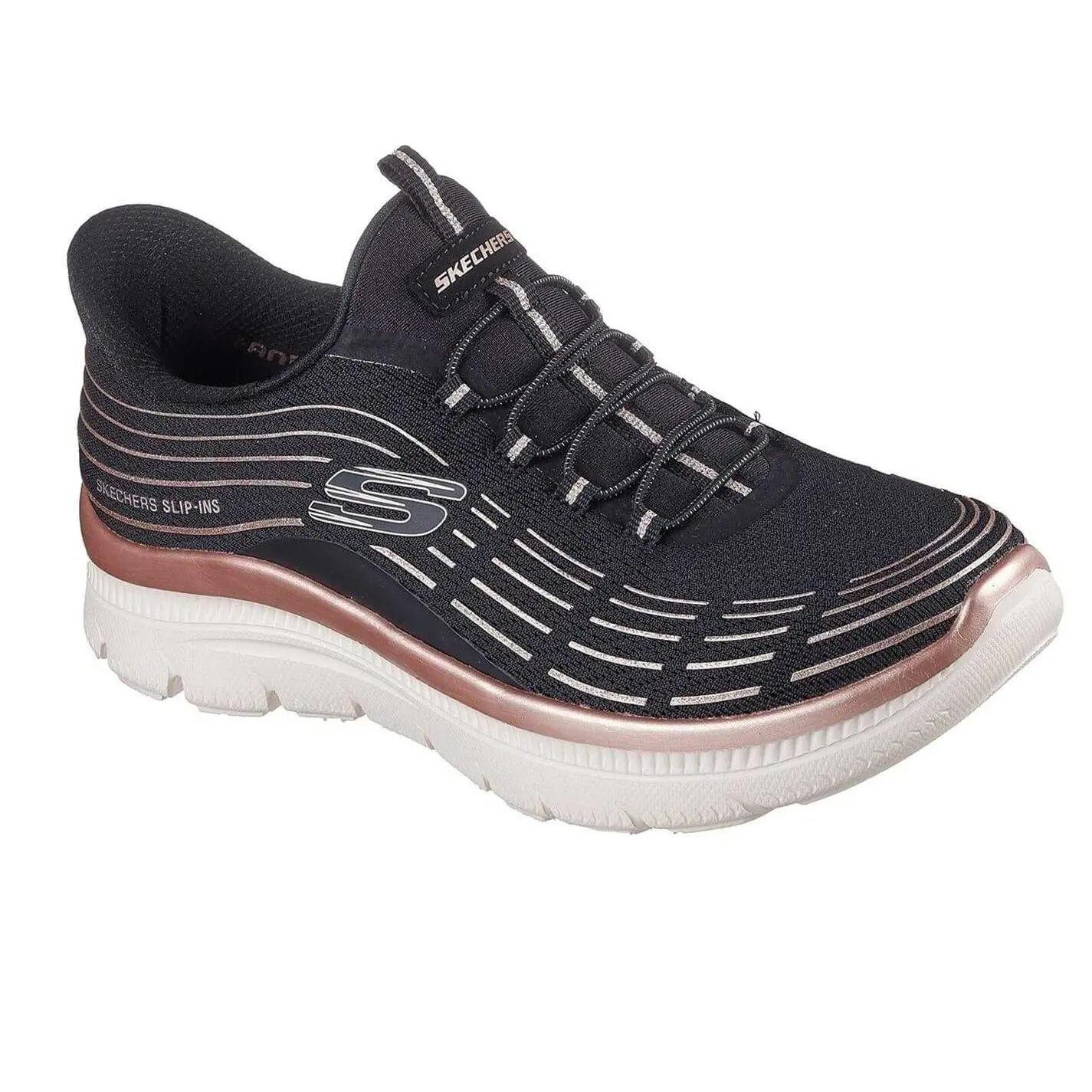 Zapatillas Deportivas Diseño Purpurina para Mujer Negro, Rosa 6/6