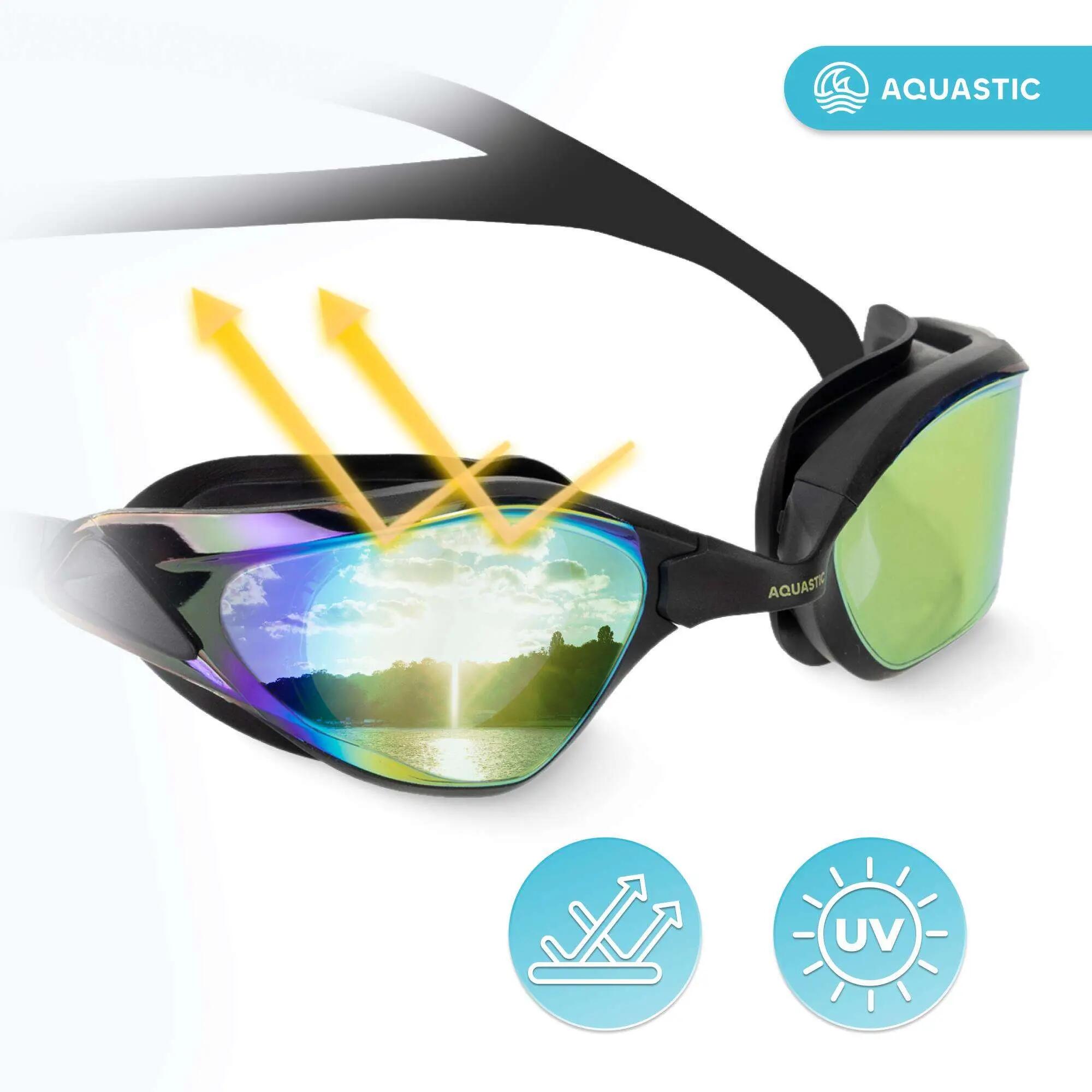 Okulary do pływania AQUASTIC Micta lustrzane SW3 do startów na basen i plażę 4/8