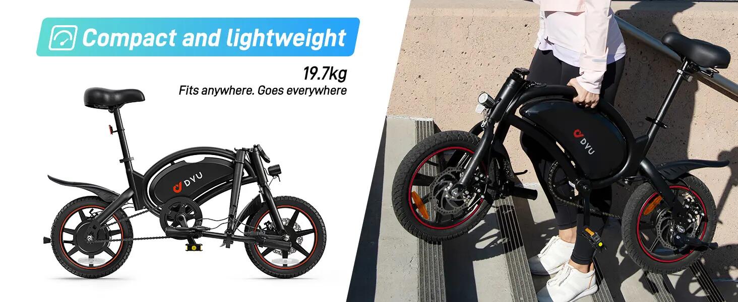 Bicicletta a pedalata assistita per adulti D3F, pneumatici 14", batteria 36V10Ah 13/15