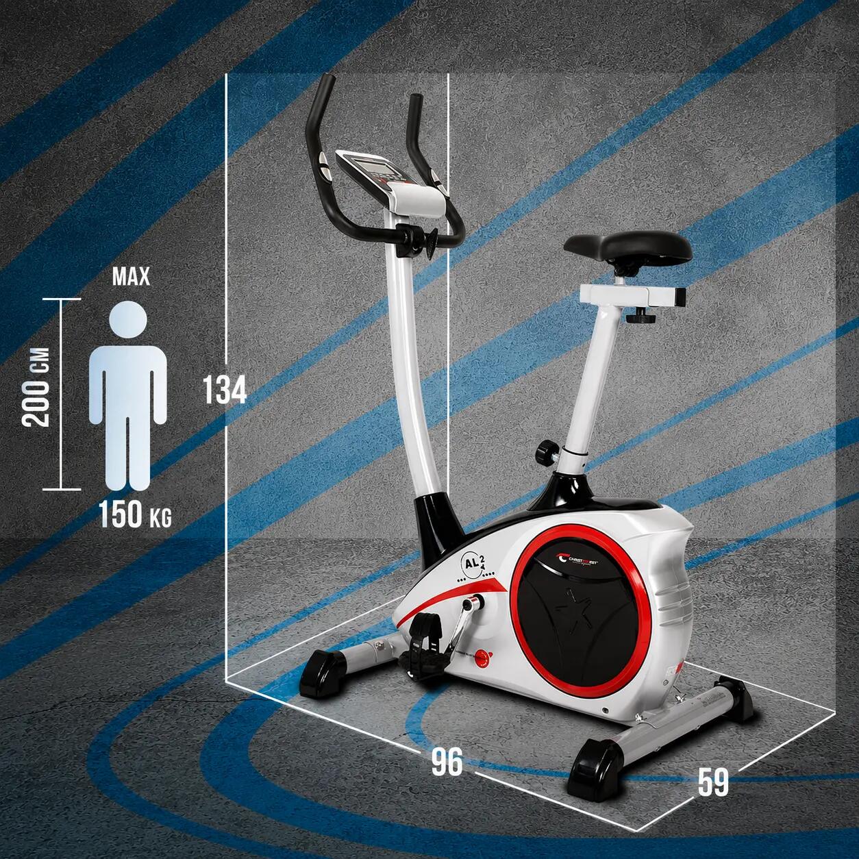 Hometrainer - 150 kg - incl. hartslagband +  mat - AL 2S Digital 4/8