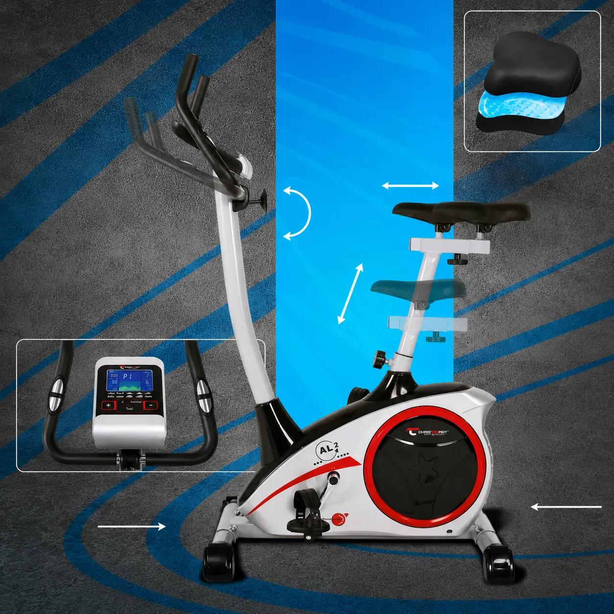 Hometrainer - 150 kg - incl. hartslagband +  mat - AL 2S Digital 5/8