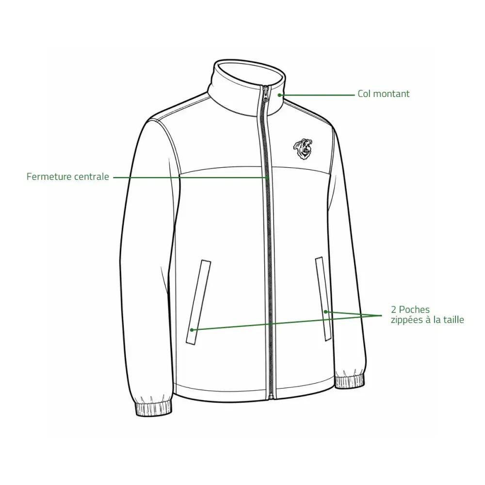 Blouson polaire sanglier T314N 2 poches polyester kaki 3/5