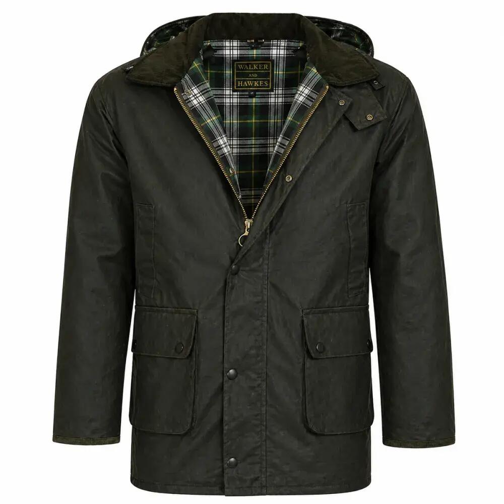 Veste Walker and Hawkes Poacher Vert Coton Ciré – style anglais 3/5