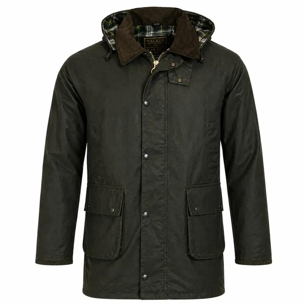 Veste Walker and Hawkes Poacher Vert Coton Ciré – style anglais 2/5