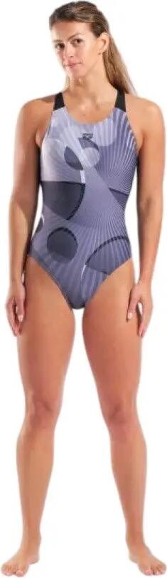 Costume da bagno Arena Depth viola/nero da donna 5/5