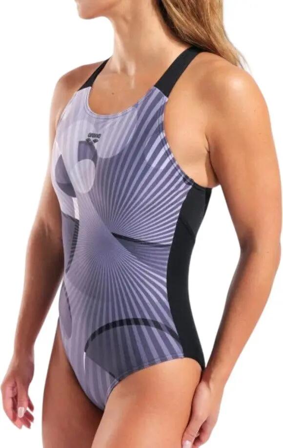 Costume da bagno Arena Depth viola/nero da donna 3/5