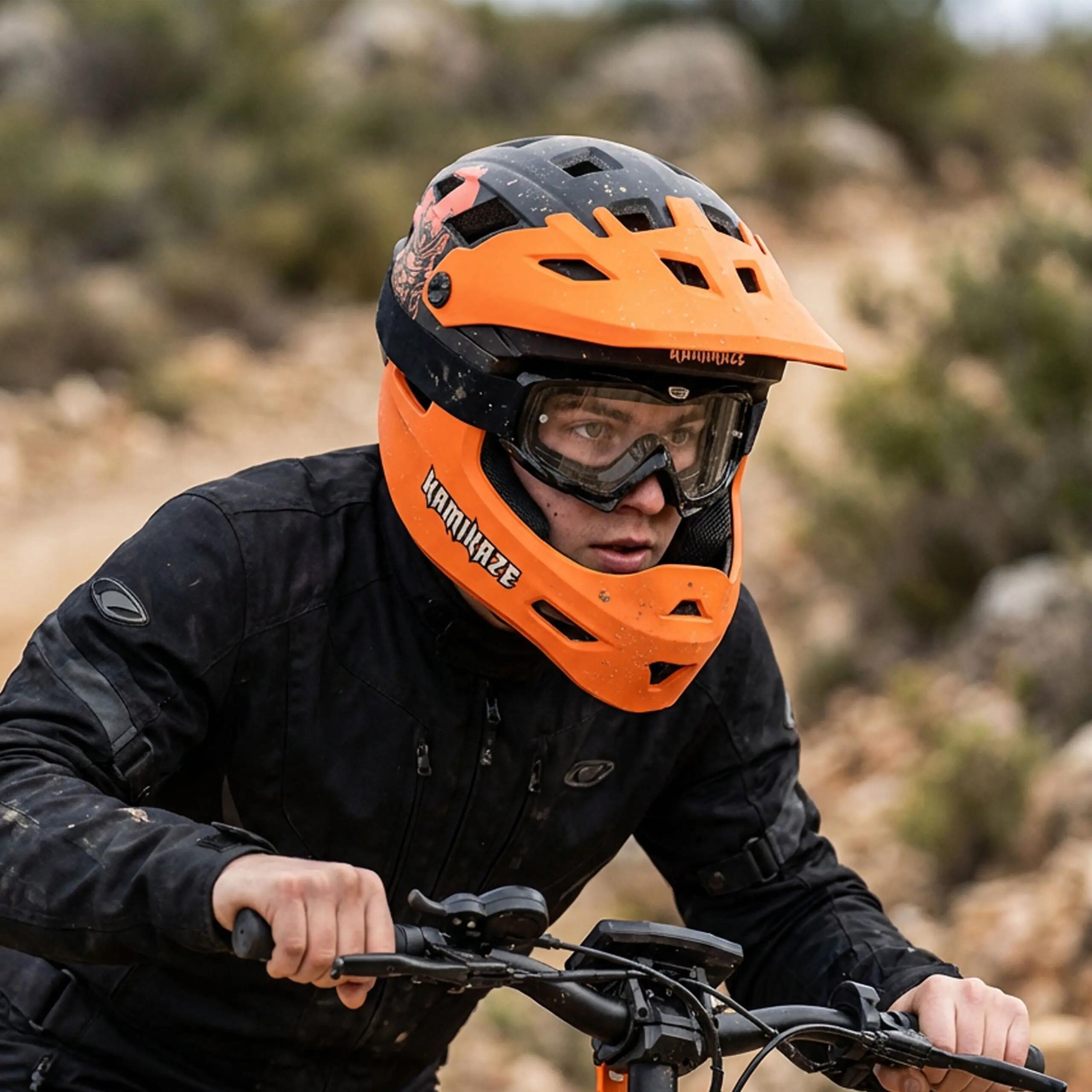 Casque Kamikaze Fullface - Casque Ronin Mâchoire détachable orange L 10/11