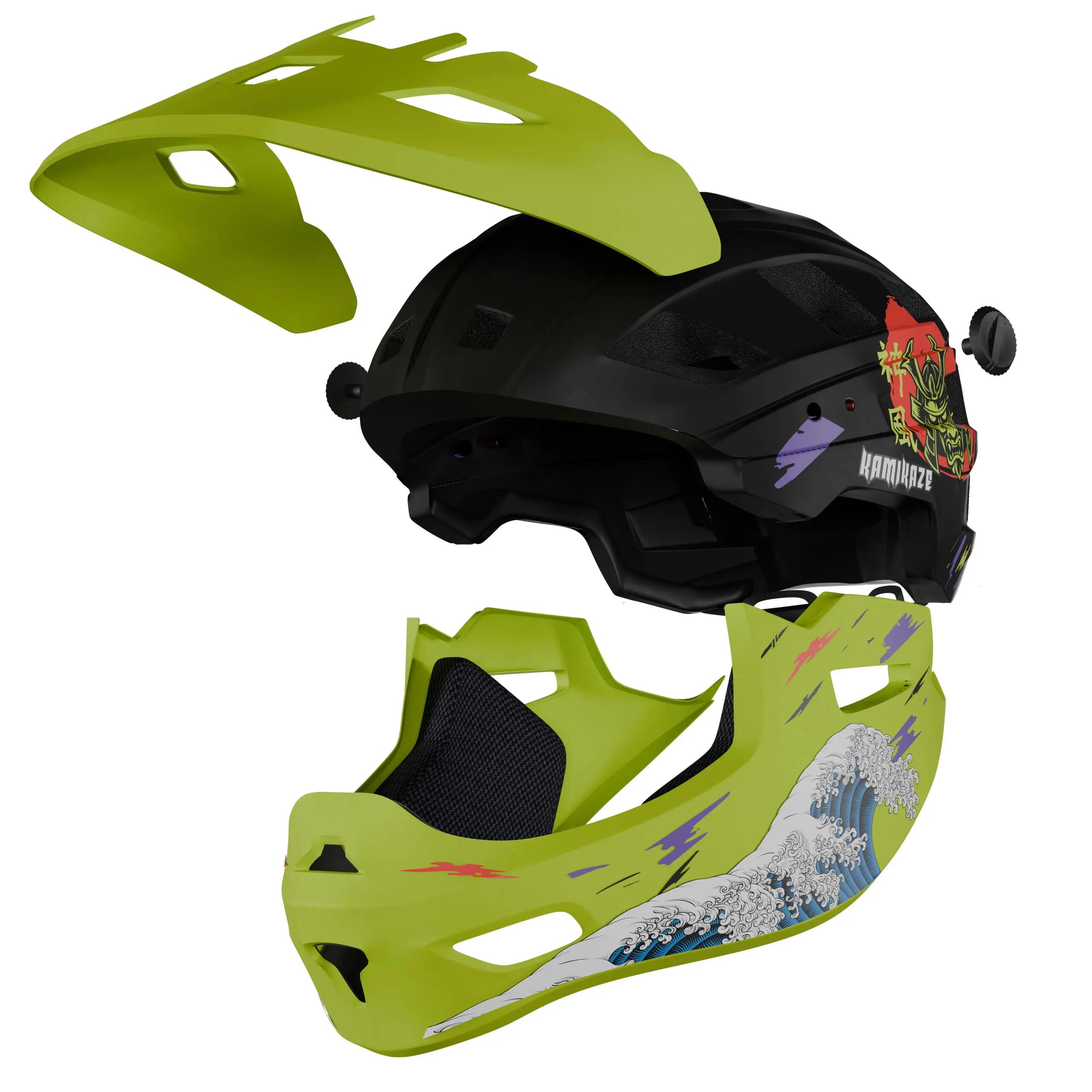 Casque Kamikaze Fullface - Mâchoire détachable vert Ronin Wave L 8/11