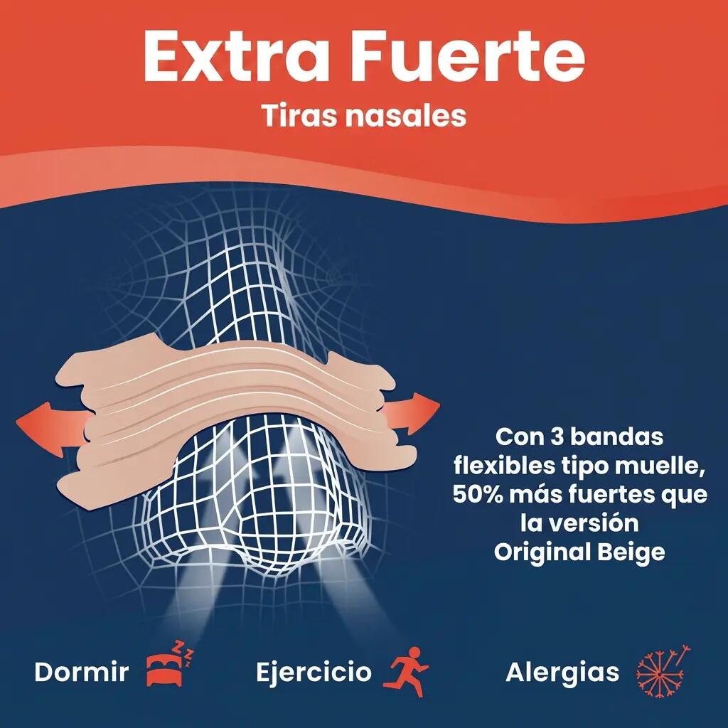 Tiras Nasales Extrafuertes 8 uds. Deporte, alto rendimiento. Breathe Right 4/7