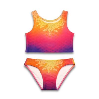 Bikiniset voor meisjes sunny sunset - zeemeermin zwemkleding - oranje/blauw