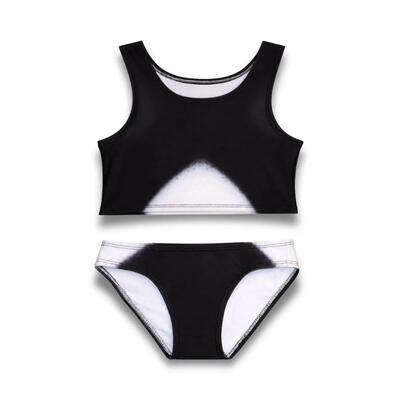 Bikiniset voor meisjes orca - zeemeermin zwemkleding - zwart/wit
