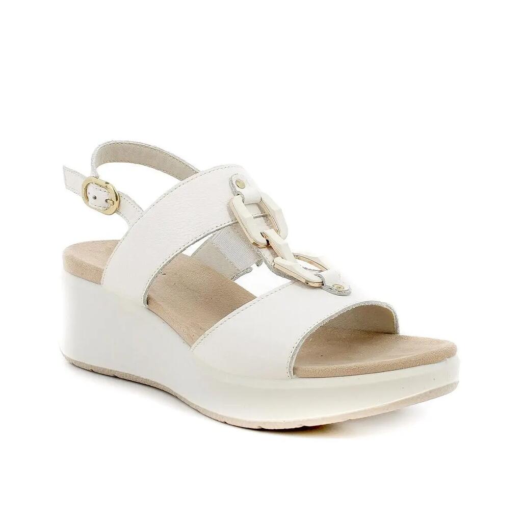 Women - Casual - Sandals with Wedge - Comfortable Leather - IMAC 758470 - Beige