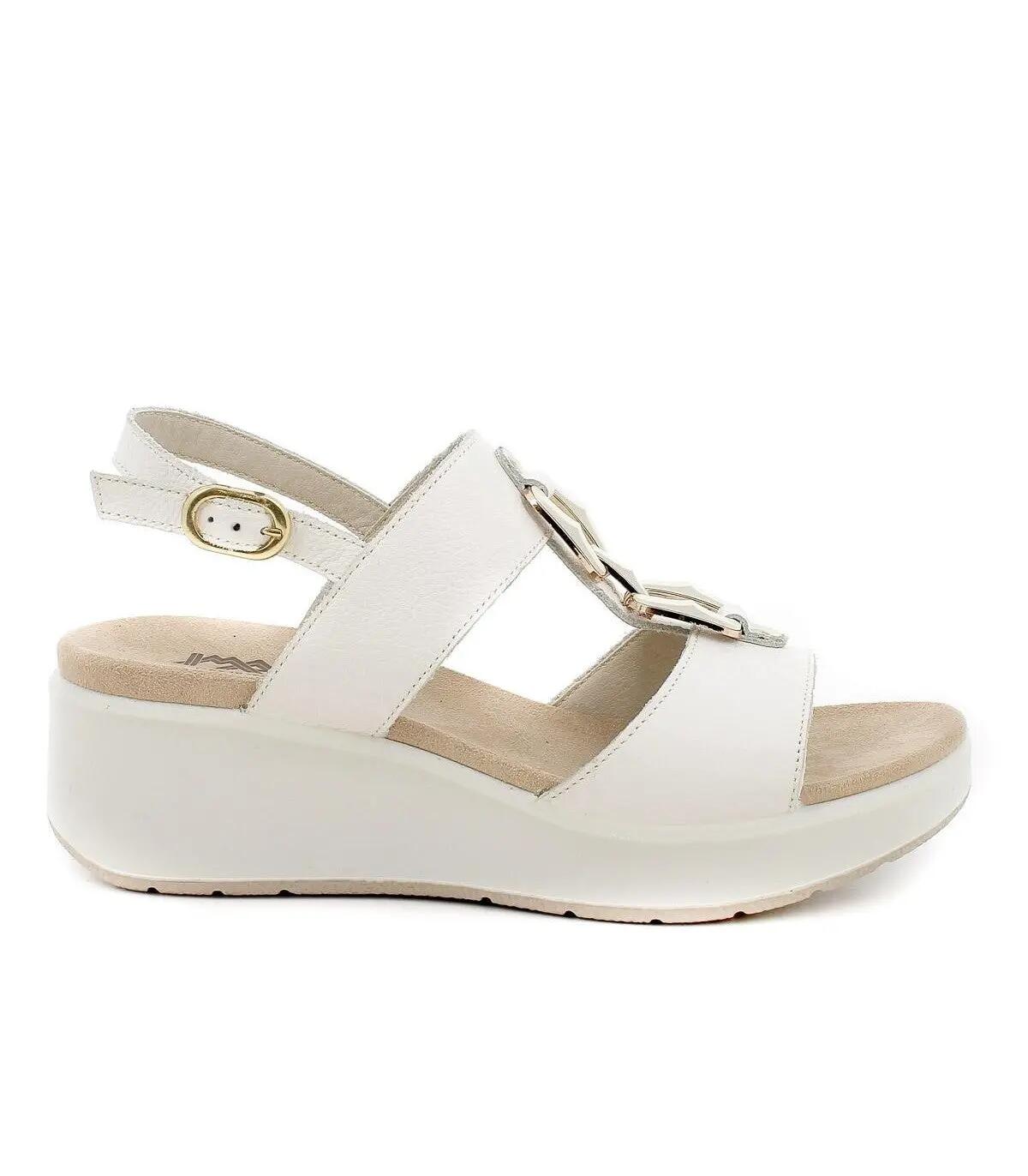 Sandalen met sleehak - Dames - Dagelijks comfort, leer - IMAC 758470 - Beige 4/5