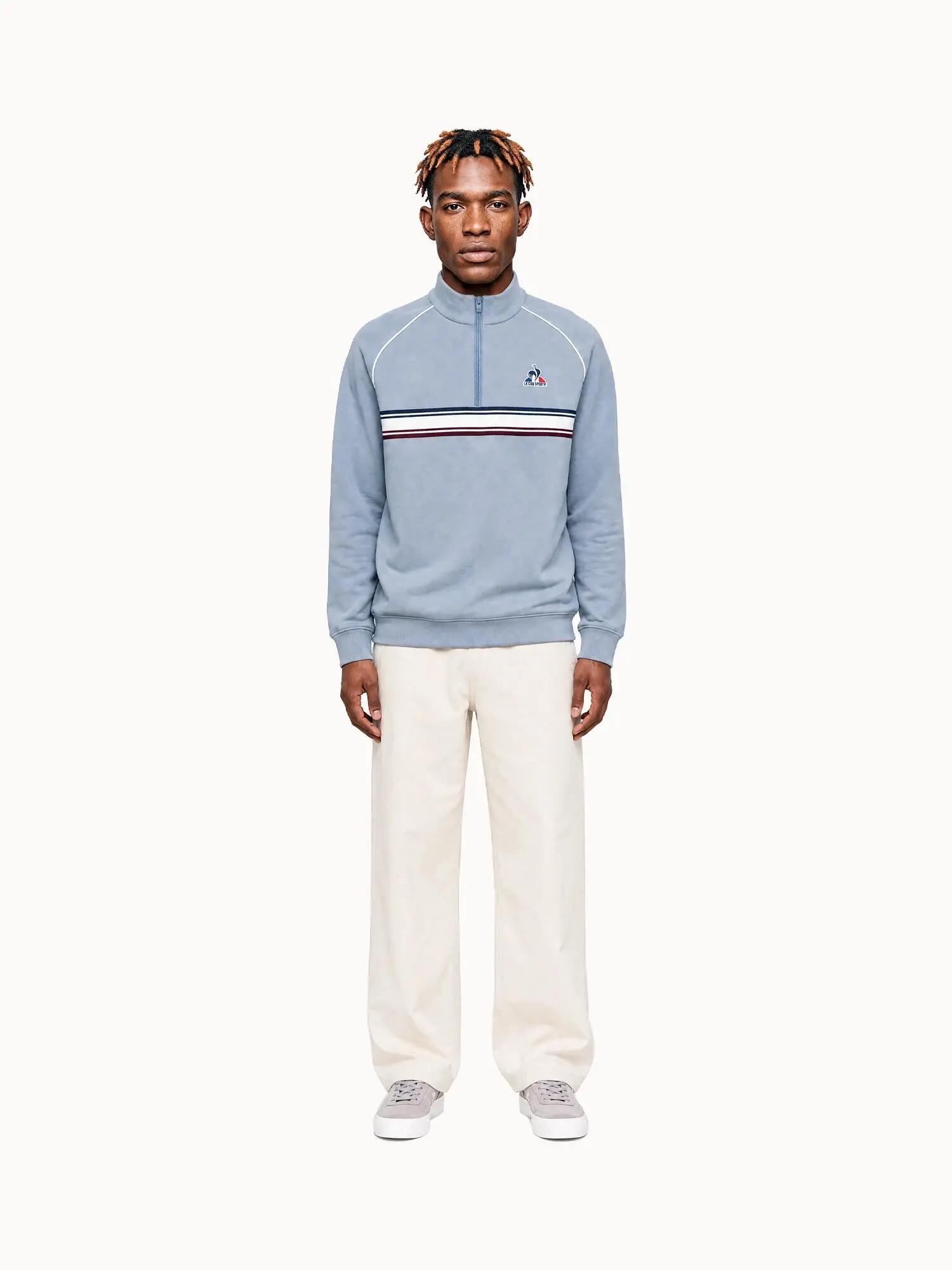Sweat demi-zippé en double face avec bande rayée Tricolores 5/5