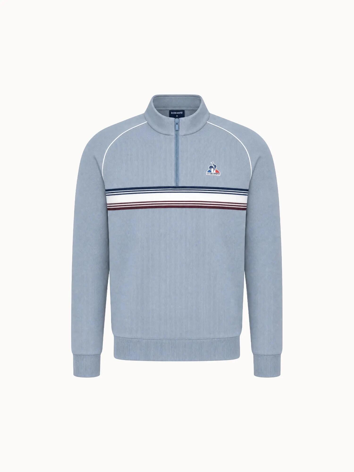 Sweat demi-zippé en double face avec bande rayée Tricolores 2/5