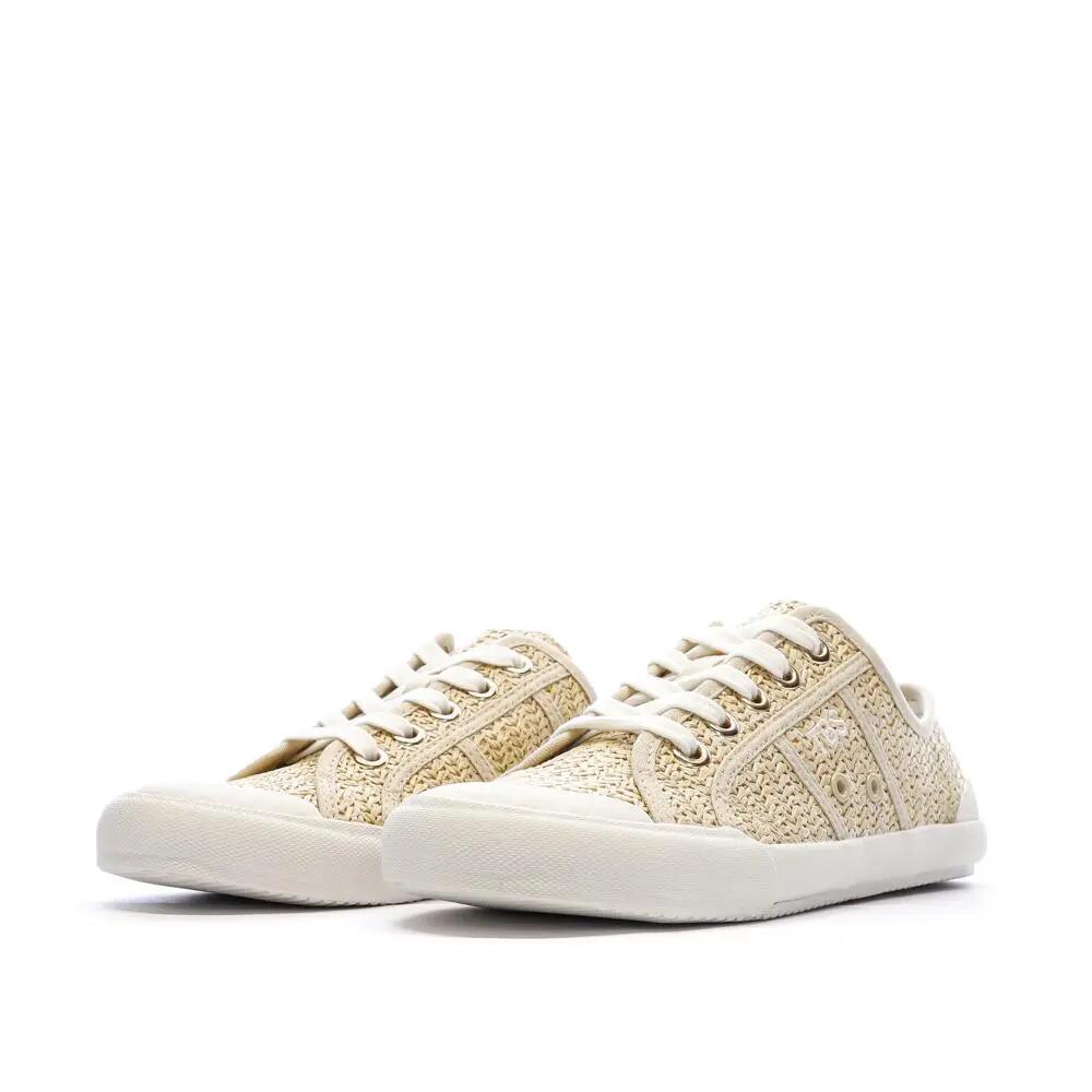 Chaussures - Tennis toile - Femme - Lacets, talon 20 mm - OPIACE - Beige Raphia 7/7