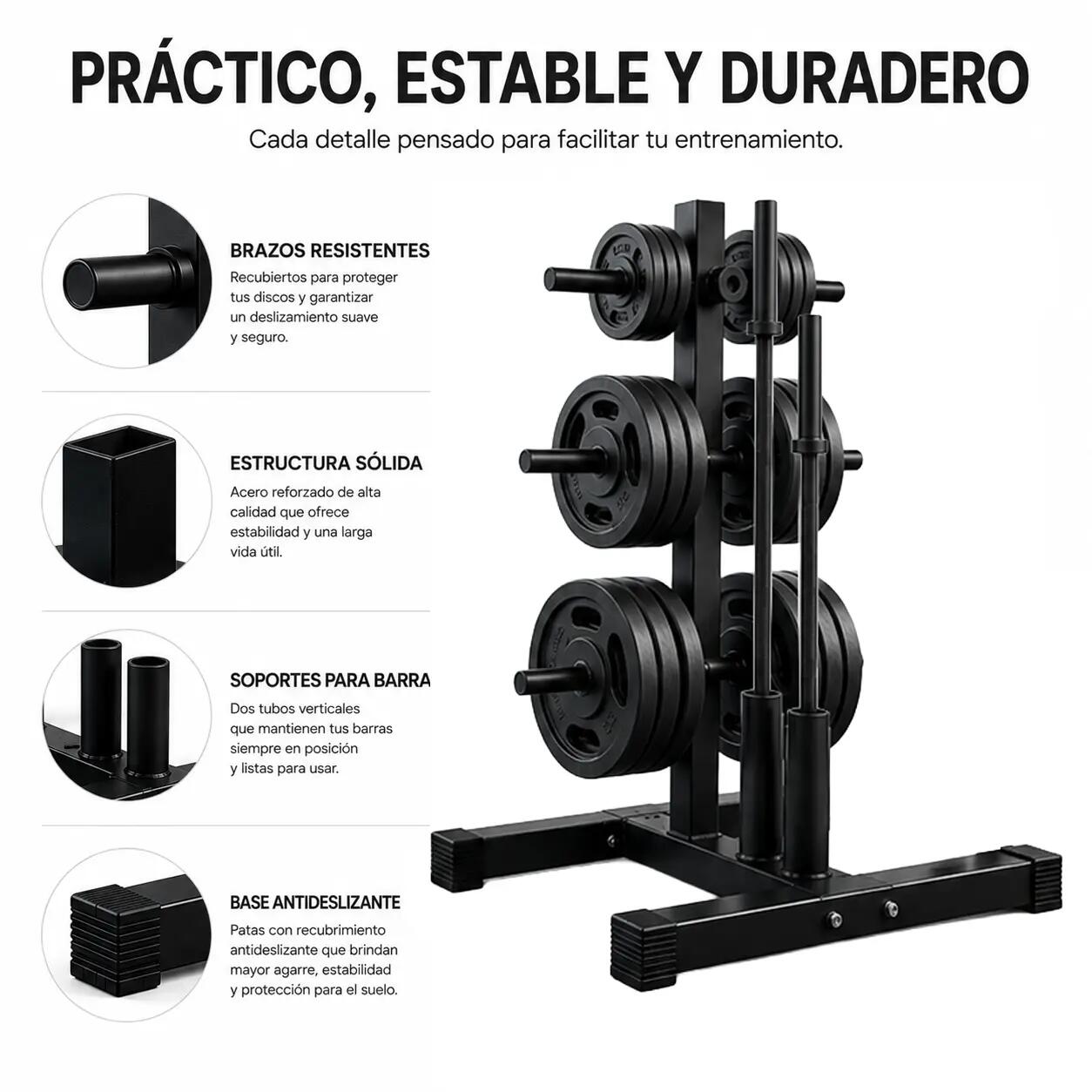 Soporte Ajustable Organizador Discos y Barras 6/7