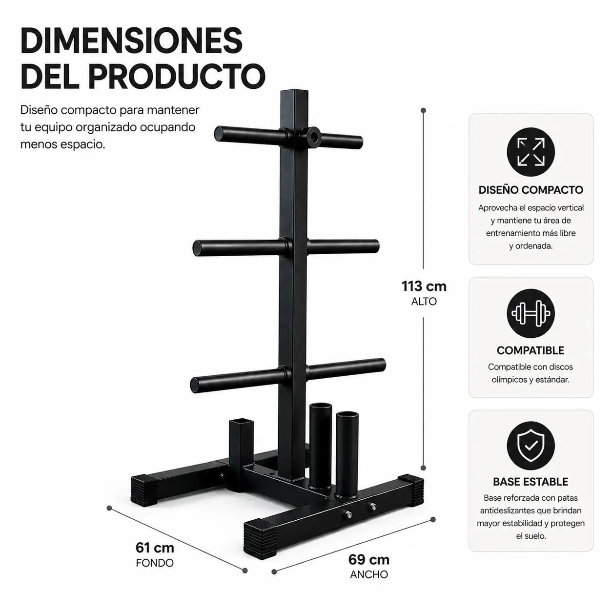 Soporte Ajustable Organizador Discos y Barras 5/7
