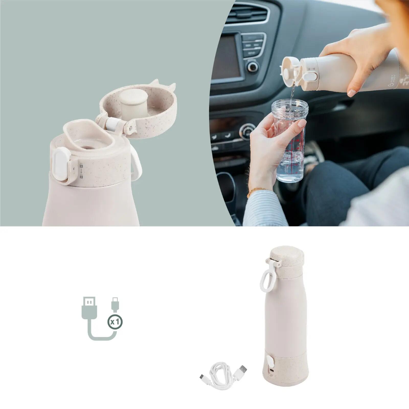 Mobiele oplaadbare flessenwarmer, 7 uur autonomie, 340 ml MOOV & FEED - Beige 6/7
