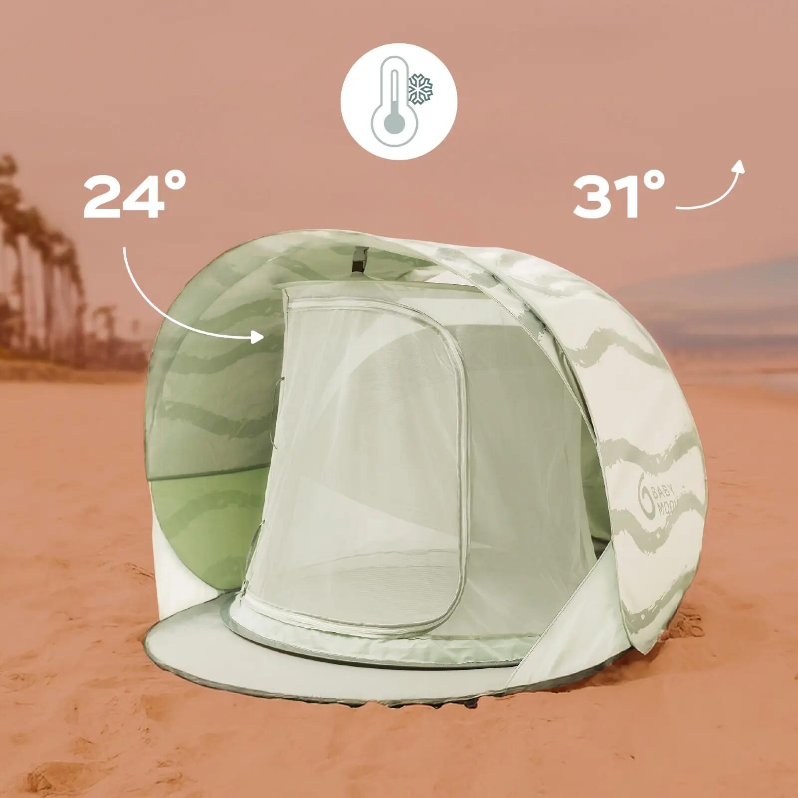 Strandzelt Baby UV 50+ Belüftet Moov & Protect Grün 3/7