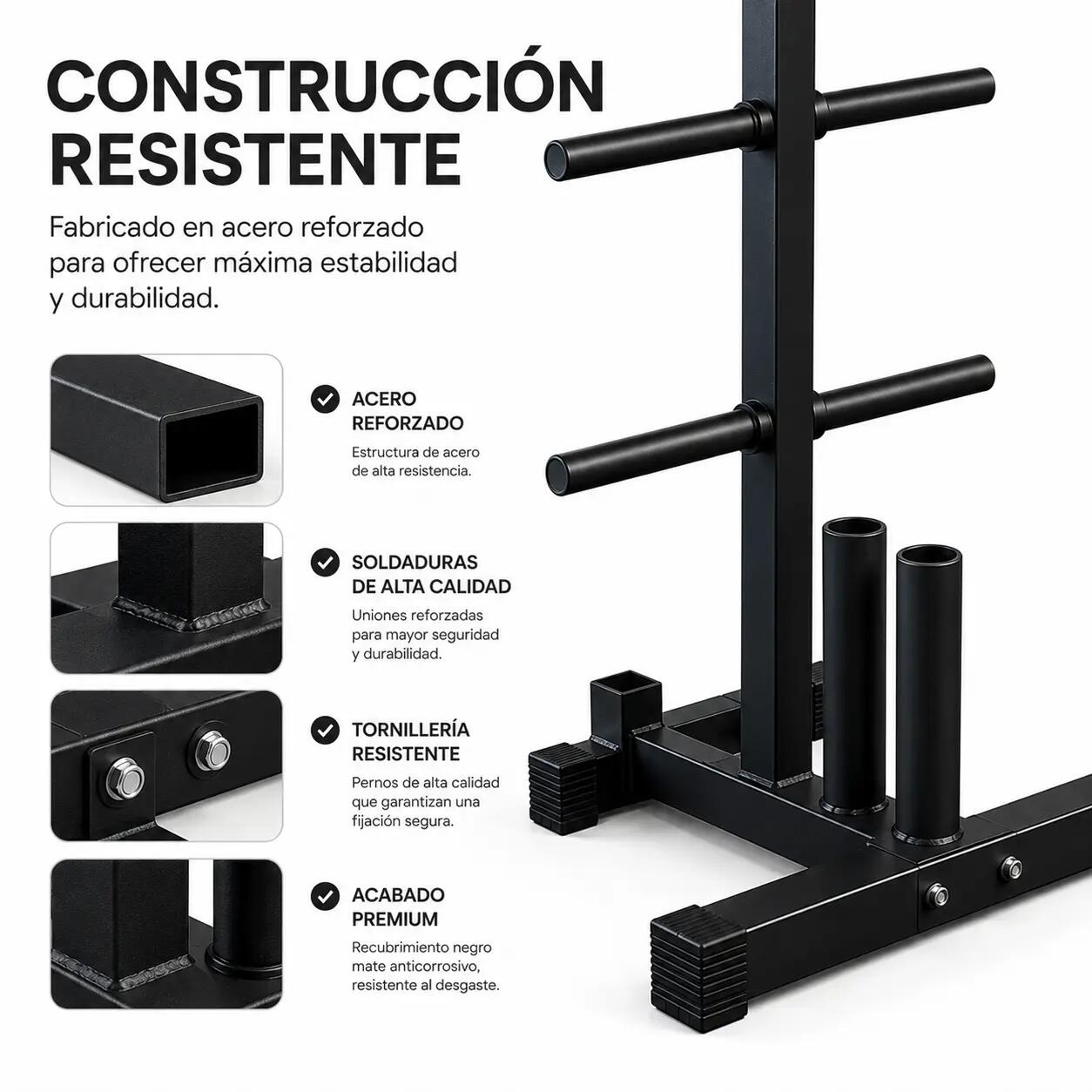 Soporte Ajustable Organizador Discos y Barras 4/7