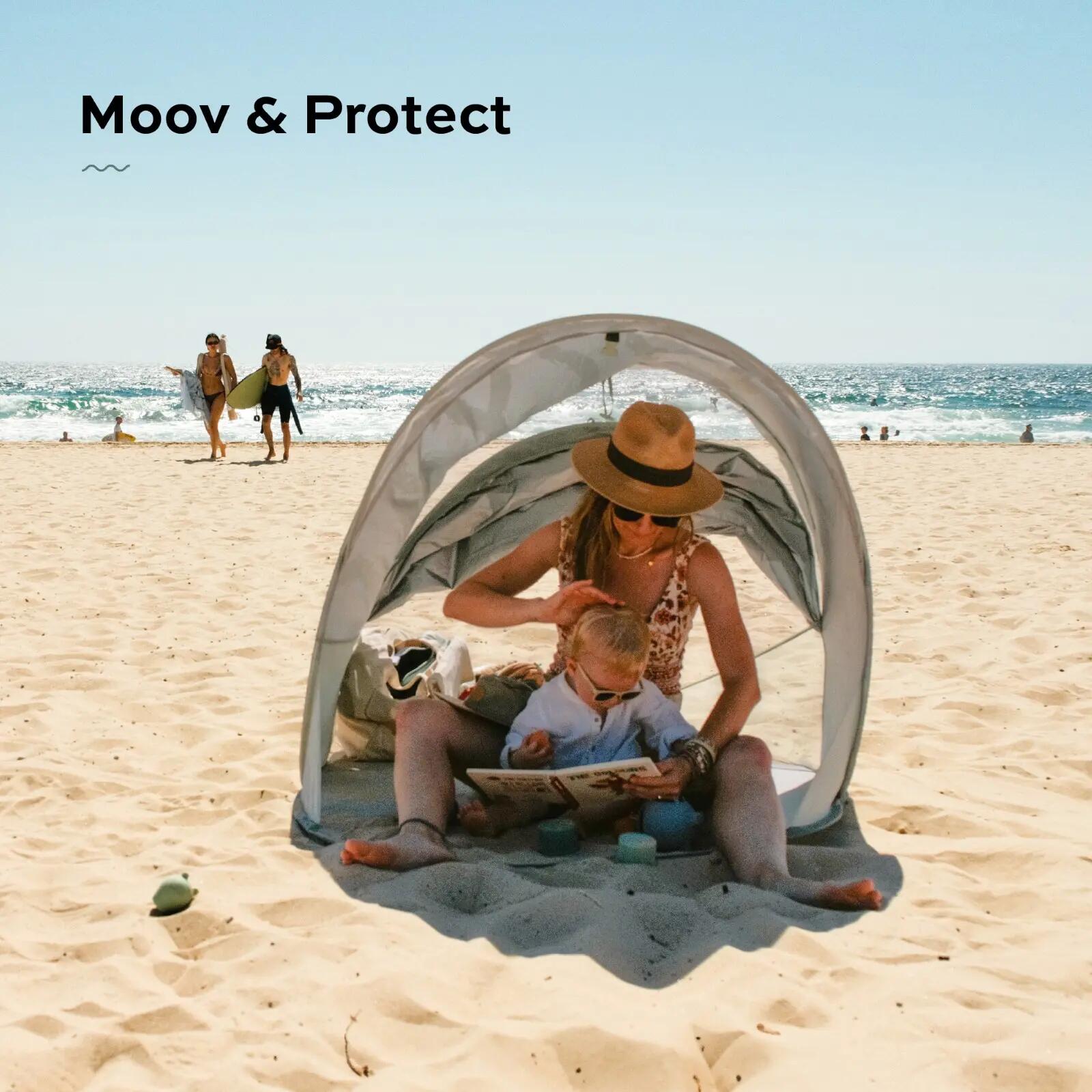 Strandzelt Baby UV 50+ Belüftet Moov & Protect Grün 2/7