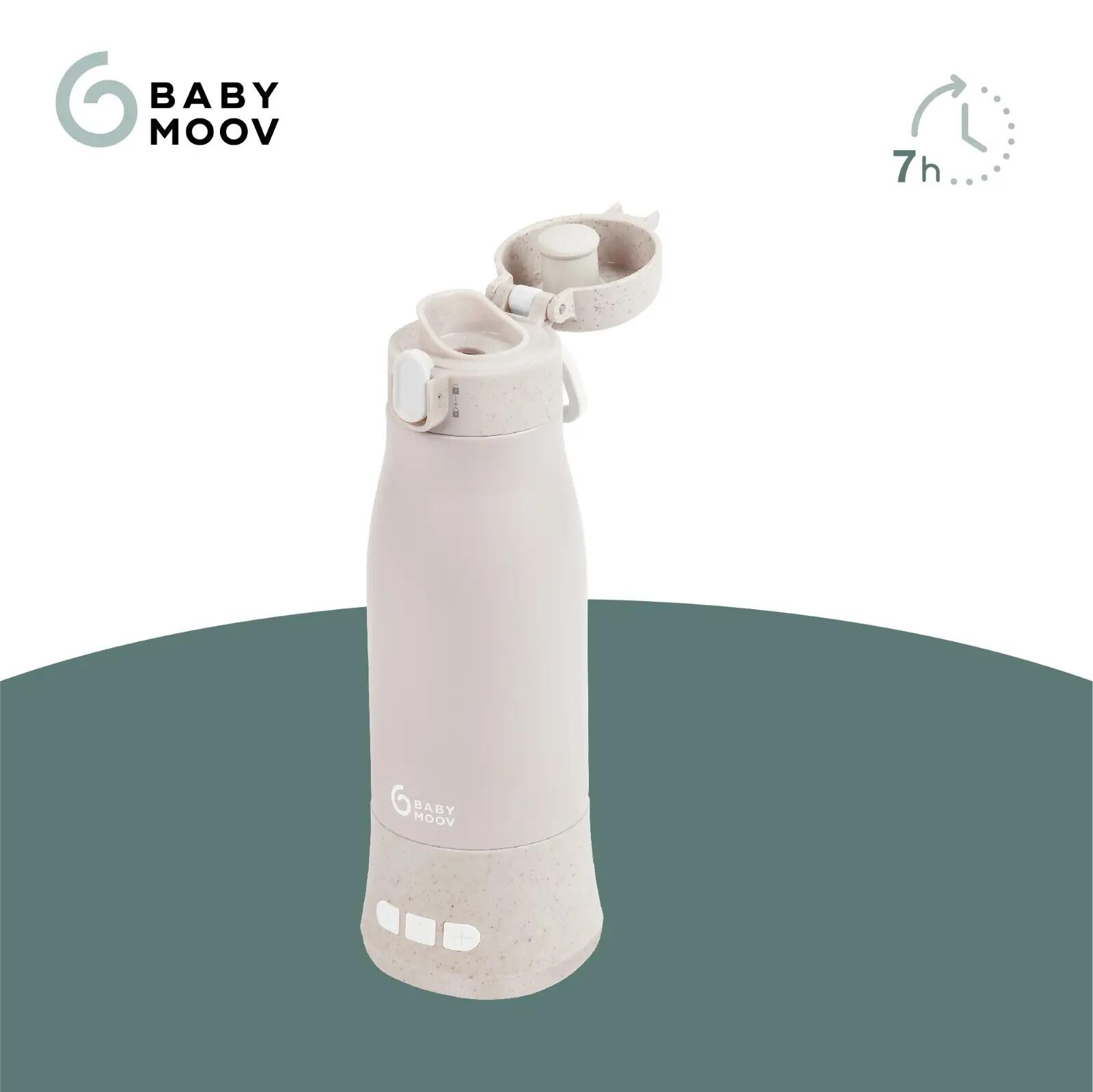 Mobiele oplaadbare flessenwarmer, 7 uur autonomie, 340 ml MOOV & FEED - Beige 3/7