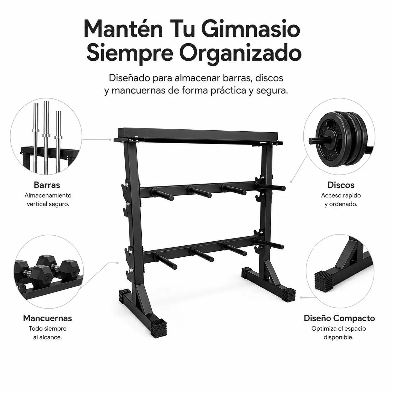 Support pour haltères et barres rack pour salle de sport à domicile 2/7