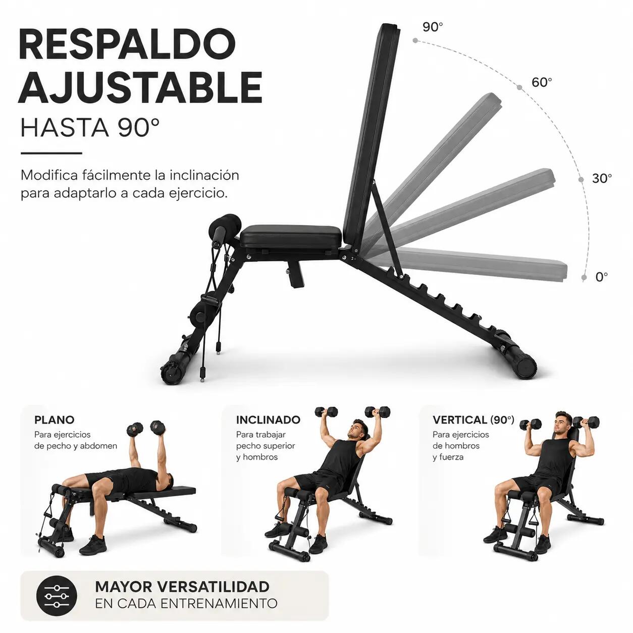 Klapptbank für Krafttraining 120 kg Verstellbare Rückenlehne 3/7