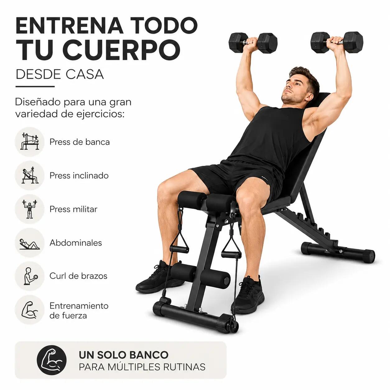 Klapptbank für Krafttraining 120 kg Verstellbare Rückenlehne 2/7