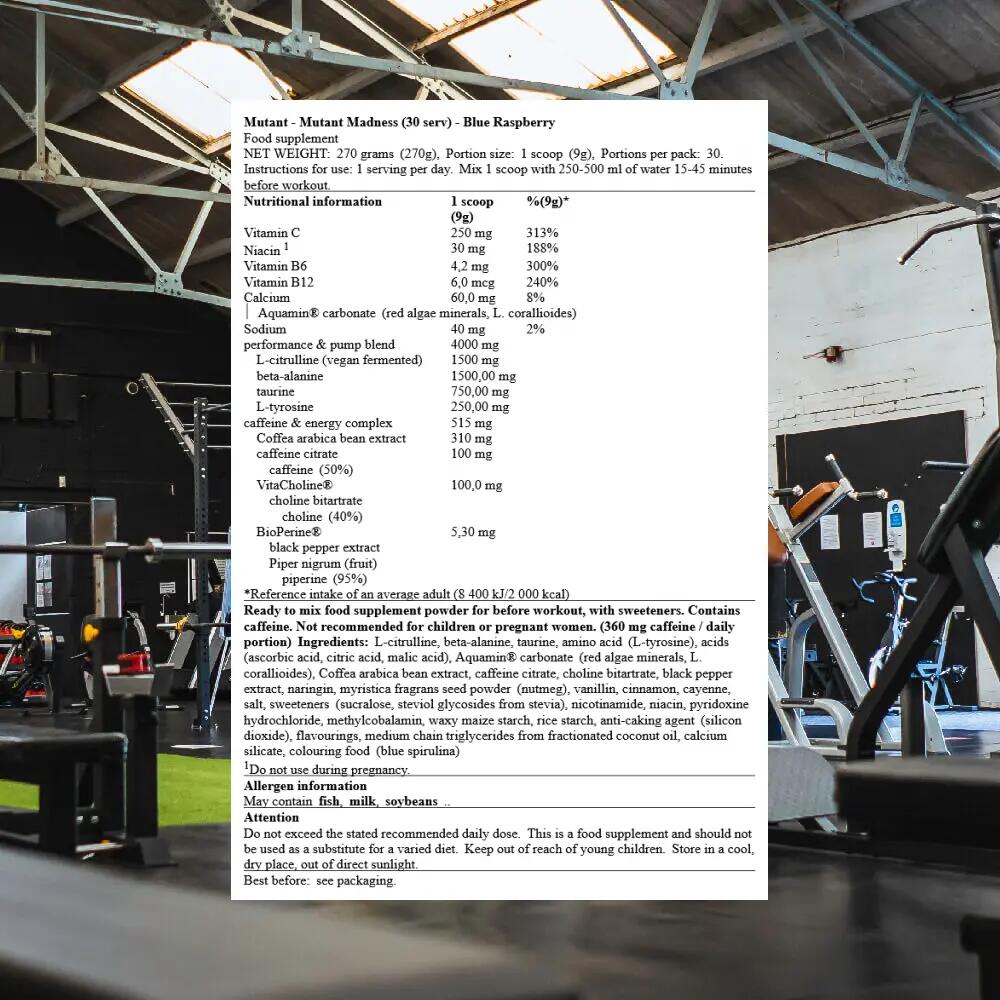 Mutant Mutant Madness (30 serv) Blue Raspberry - Pre-Workout 3/5