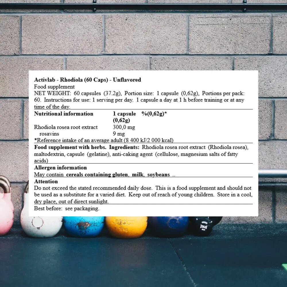 Activlab Rhodiola (60 Caps) Unflavored - Vitamines, minéraux et santé - Herbes 3/4