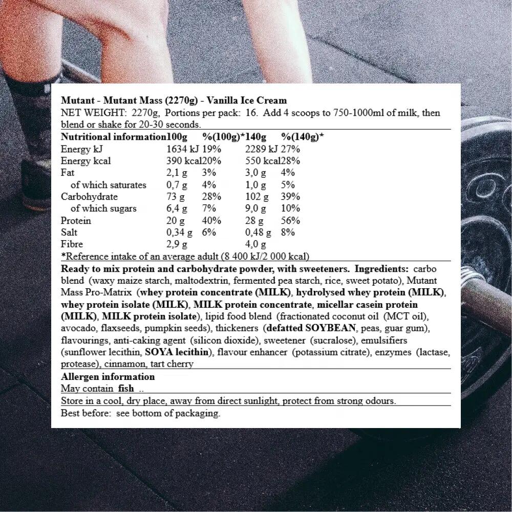 Mutant Mutant Mass (2270g) Vanilla Ice Cream - Gewichtszunahme - Ohne Kreatin 3/3
