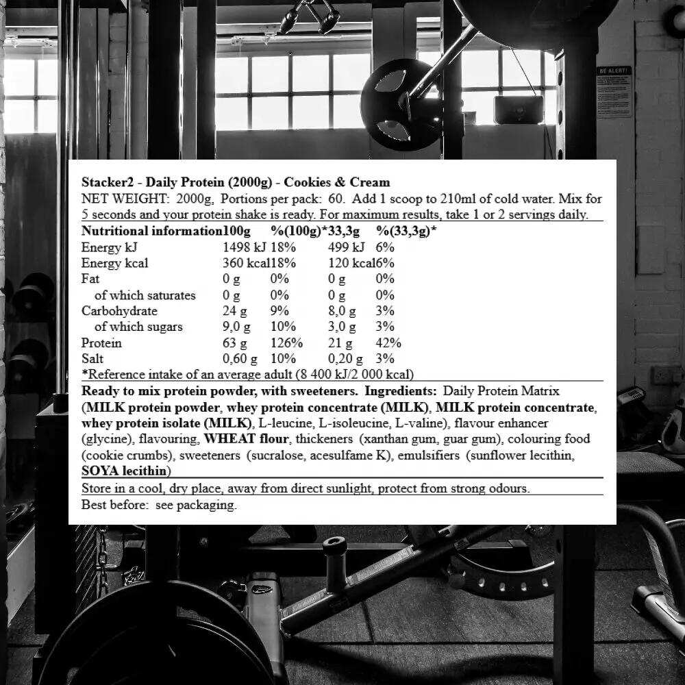 Stacker2 Daily Protein (2000g) Cookies & Cream - Eiweiße - Protein-Mischung 3/3