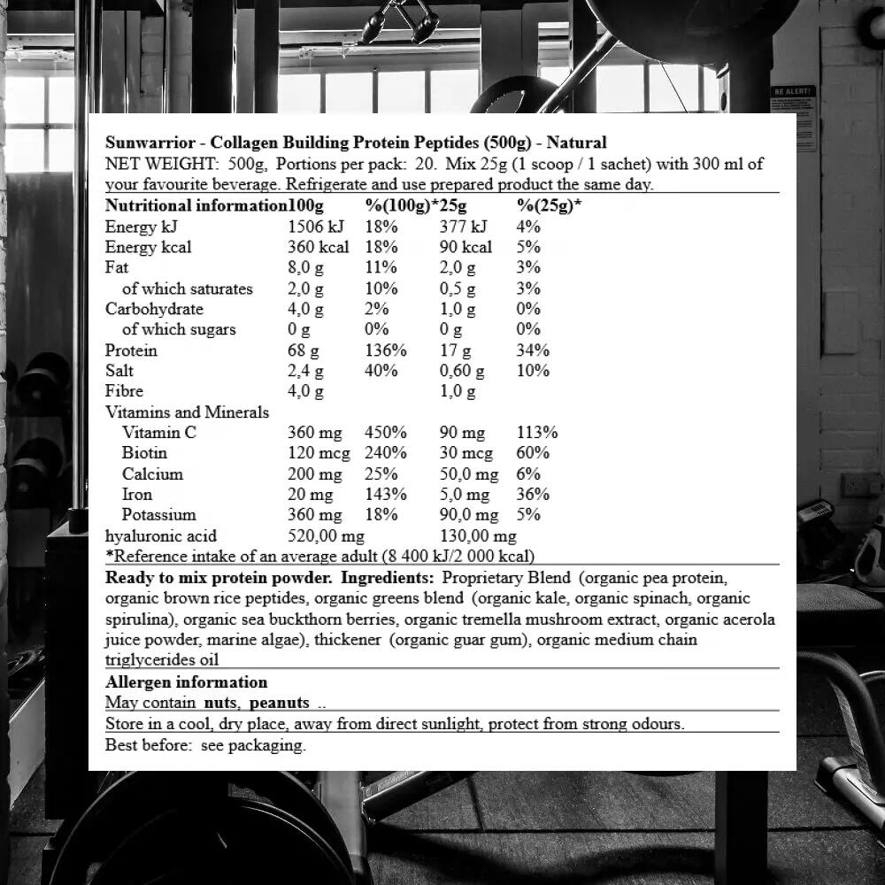 Sunwarrior Collagen Building Protein Peptides (500g) Natural - Protéines 3/3