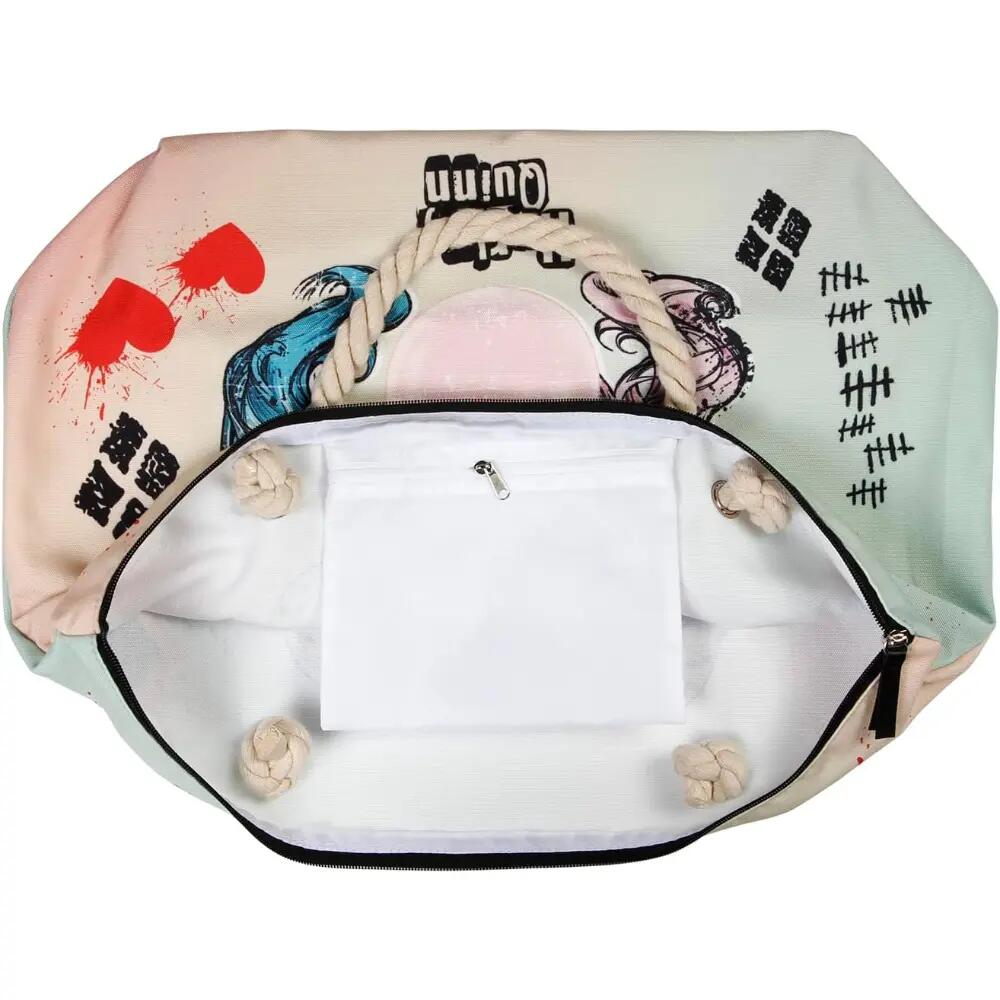DC Comics Harley Quinn Mad Love Soleil Beach Bag, Beige 2/5