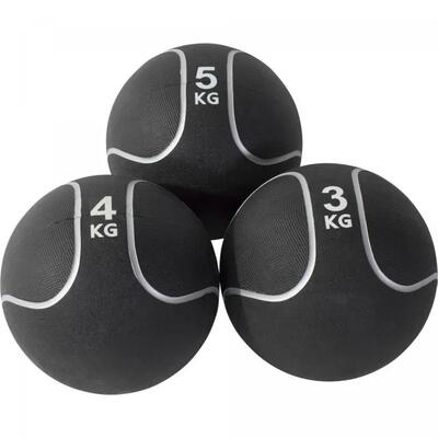 Medicijn bal set 12 kg - 3 trainings ballen - medicine ball - zwart