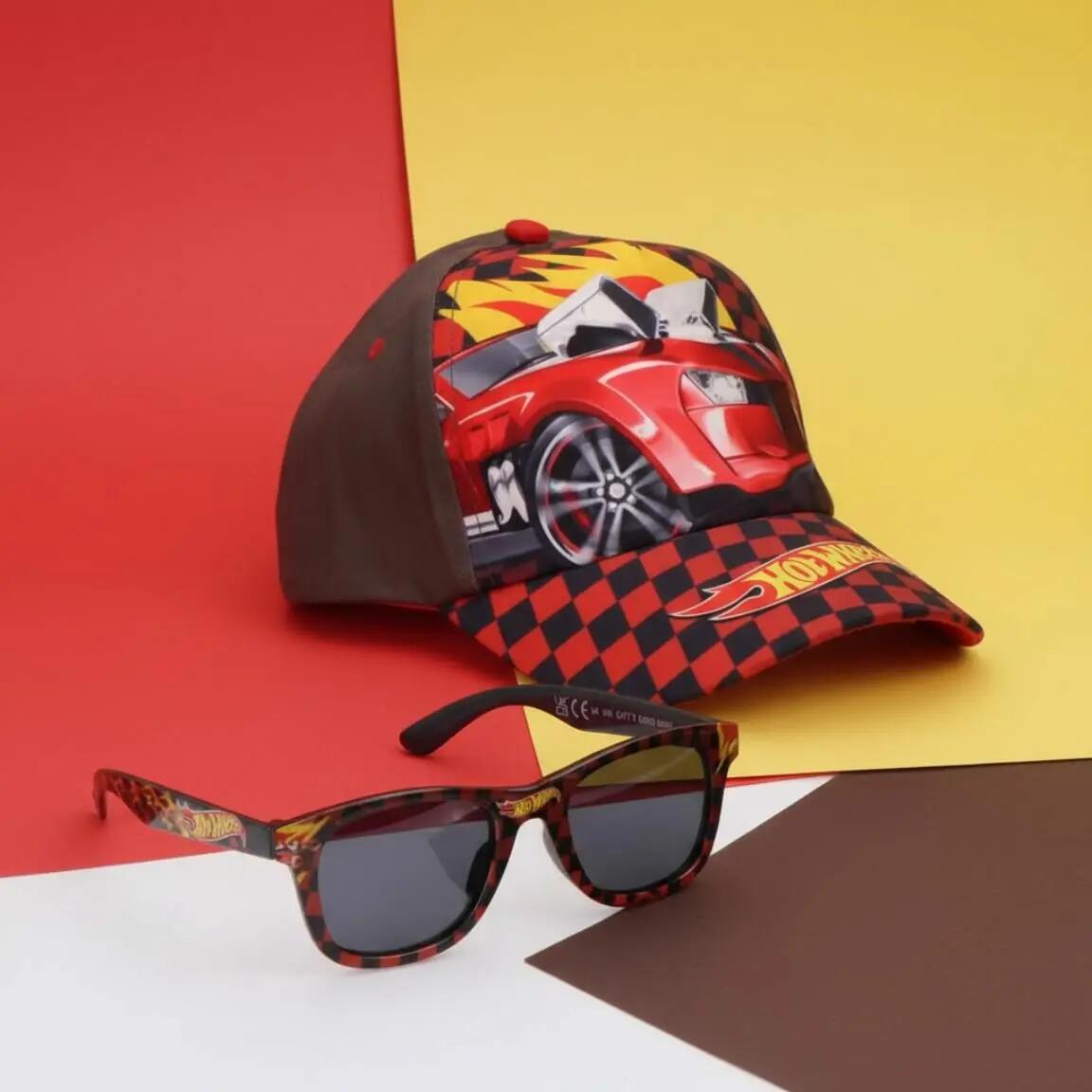 Set Kinder Hot Wheels Kappe und Gafas de Sol Estampado Rojo und Schwarz 6/6